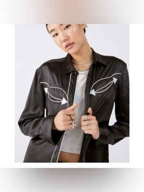 Urban Outfitters Satin Western Button Down Shirt Medium NWT